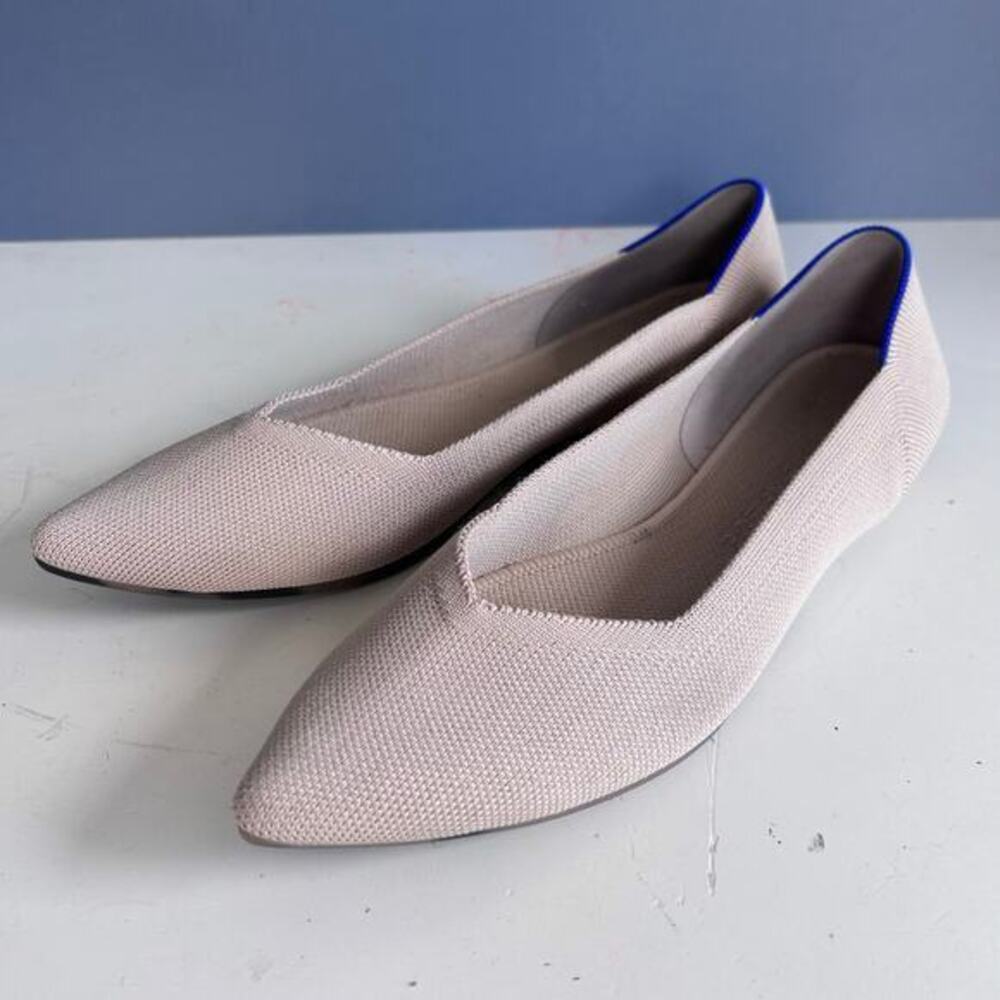 Rothy's pointed flats size 11 The Point II Diamond Twill bone off white